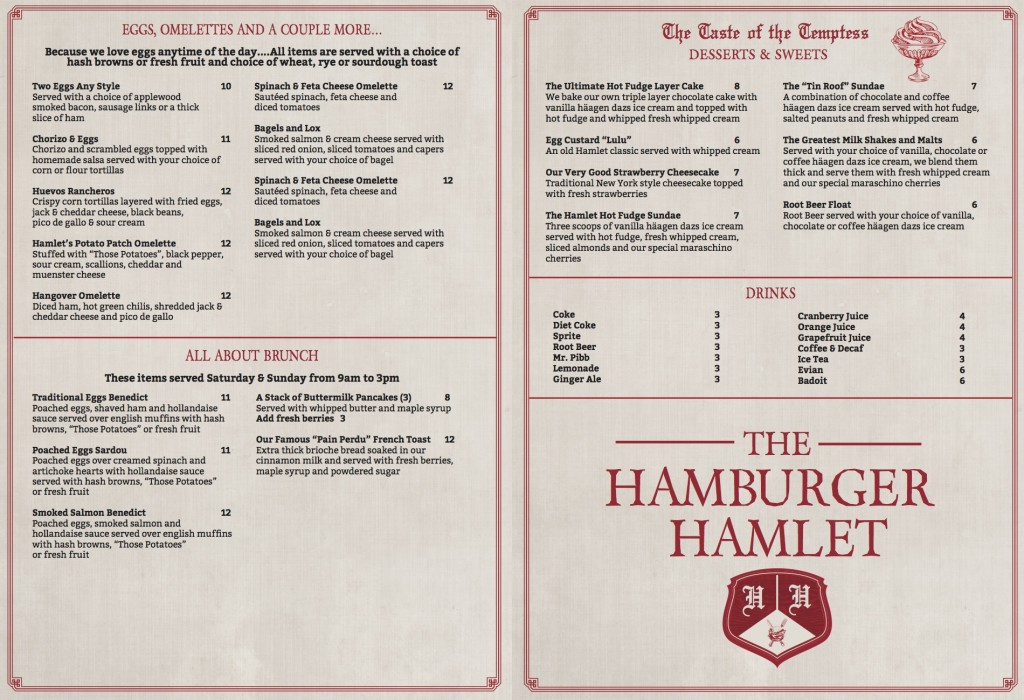 The Hamburger Hamlet Menu 3